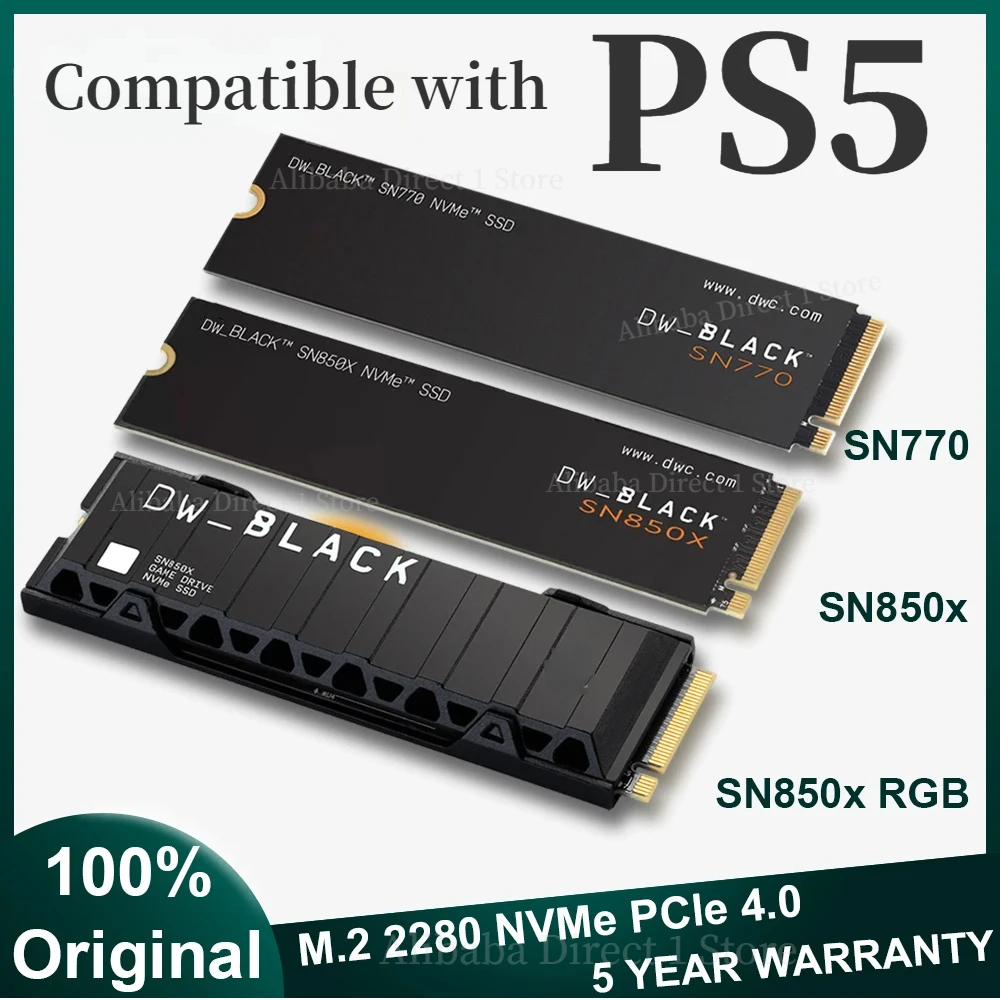 하이 퀄리티 솔리드 스테이트 드라이브, 노트북 데스크탑용 SSD, 500GB, 2.5 인치, 1TB, 2TB, SATAIII, 6 Gb/s, 최대 520 MB/s 8 Western Digital용 SSD NVMe 내부 게임용 SSD, 솔리드 스테이트 드라이브 SN770 SN850X Gen4 PCIe M.2 2280 3D NAND, PC PS5 SSD