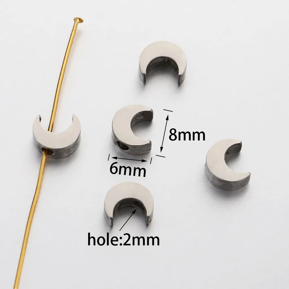 5 stücke Edelstahl Polnischen Herz Armband Perlen Mond Sterne Flugzeug Spacer Perlen DIY Schmuck Machen Halskette Erkenntnisse Großhandel – Detail 23