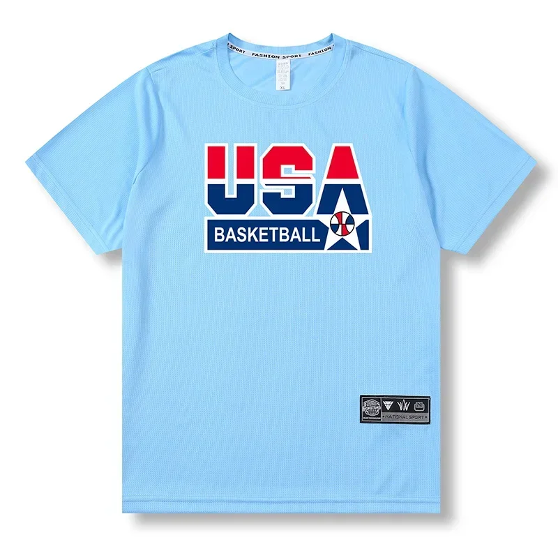 thumbnail image 1 of Camiseta de baloncesto para hombre y mujer, para correr, transpirable, de secado rápido, para gimnasio, fitness, tiro, entrenamiento, ropa de ejercicio, camisetas deportivas, 1 of 5