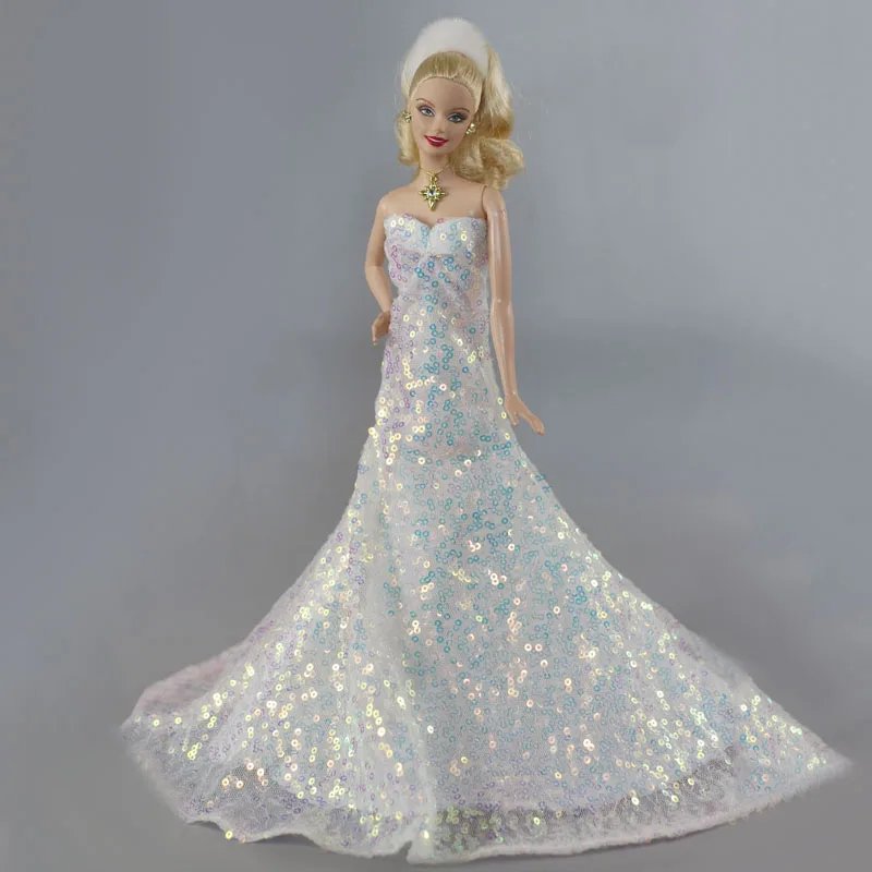 sequin dress doll White Sequin Fashion Doll Clothes For 11.5