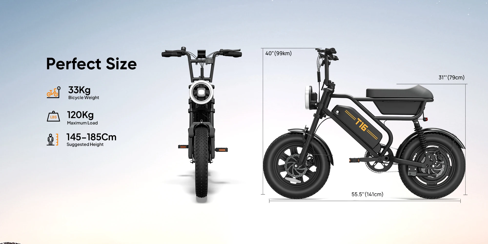 URLIFE T16 Erwachsenen-Moto 1000W Spitzenmotor 48V 13Ah Akku Mountain Offroad Elektrofahrrad 16*3.0" Reifen Reise-Elektrofahrrad – Detail 9