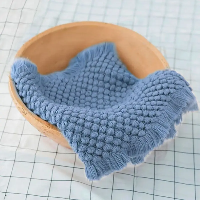 Cotton Wool Crochet Baby Blanket Newborn Photography Props Shooting Basket Filler Chunky Knit Pad