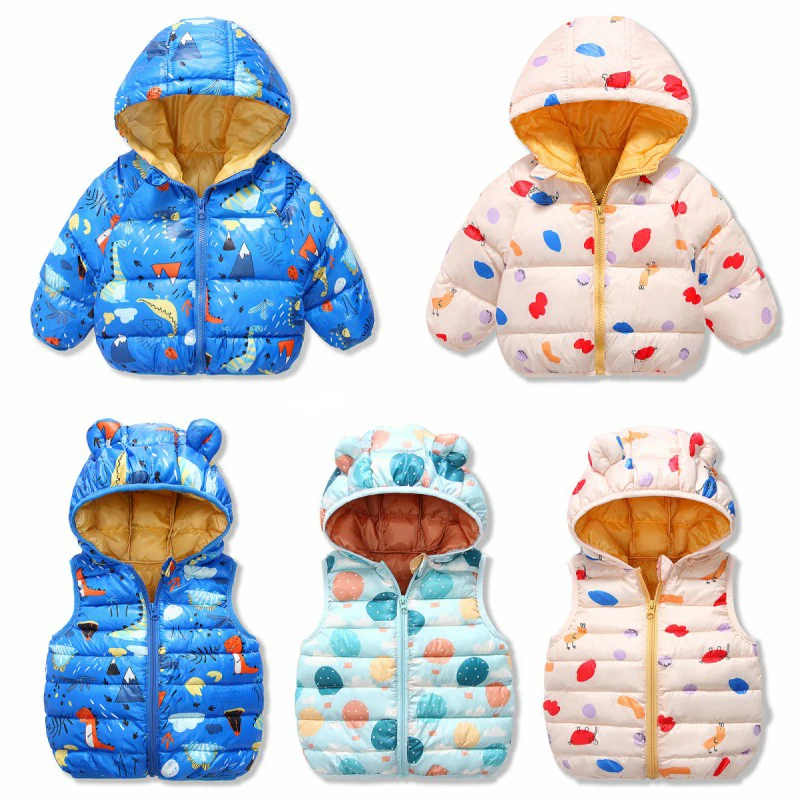 Toddler Girl Winter Clothes New Cartoon Print Toddler Boy Winter Coat Autumn Warm Hoodies Baby Girl Down Coat