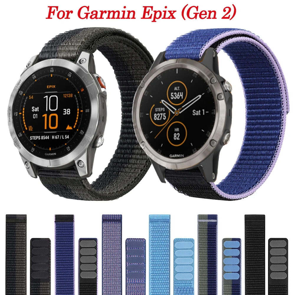 22/26mm Loop Nylon Smart Watch Strap For Garmin Epix Gen 2 Fenix 6 6X Pro  5X 5 Plus 7 7X 3HR Bracelet Ultrafit Wrist Band Correa