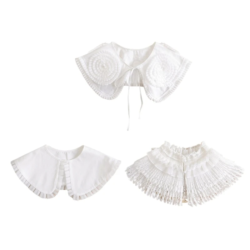 

Women False Collar Lotuse Leaf White Lace Sweet Detachable for Women Female Sweater Shirt Skirt T8NB