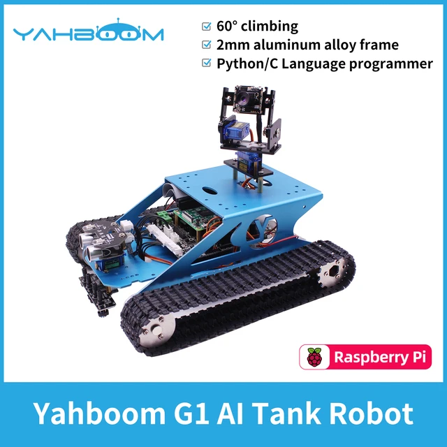 Yahboom AI Vision G1Tank Raspberry Pi Car Kit Open Source Robot with WiFi Video Camera for 4B 3B+for Educational programming toy 1