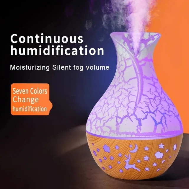 Wood Grain Aroma Diffuser 7 LED Color Humidifier 400ml Capacity Ultrasonic Air Humidifier USB Cool Mist Humidifier for Home 6