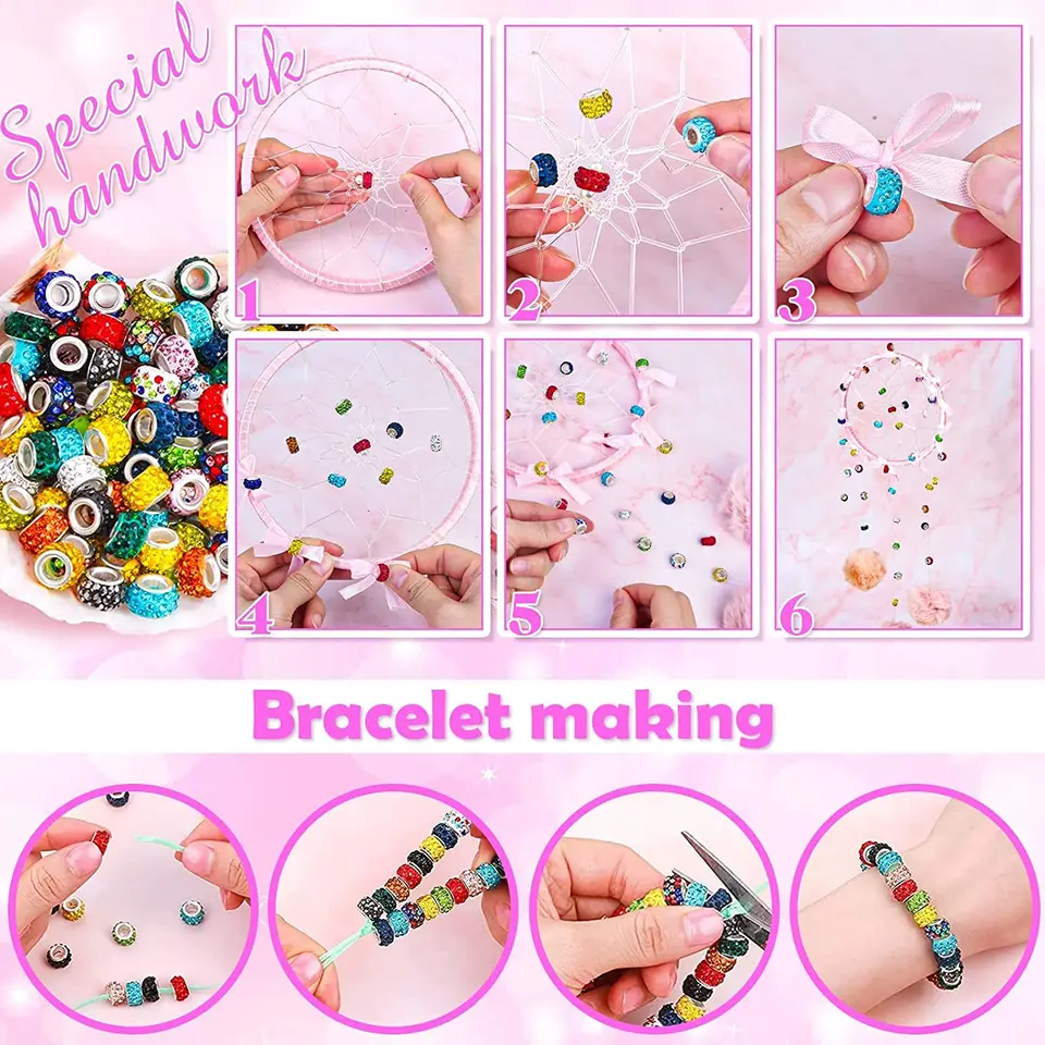 100 Perle Distanziali Con Strass Bianchi | Foro Grande 5mm Per Gioielli Fai Da Te | Cristallo Europeo 12mm