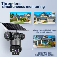 V380 15MP 4G SIM caméra solaire extérieure Triple objectif trois écrans Audio bidirectionnel suivi automatique caméra de sécurité CCTV Surveillance PTZ 3