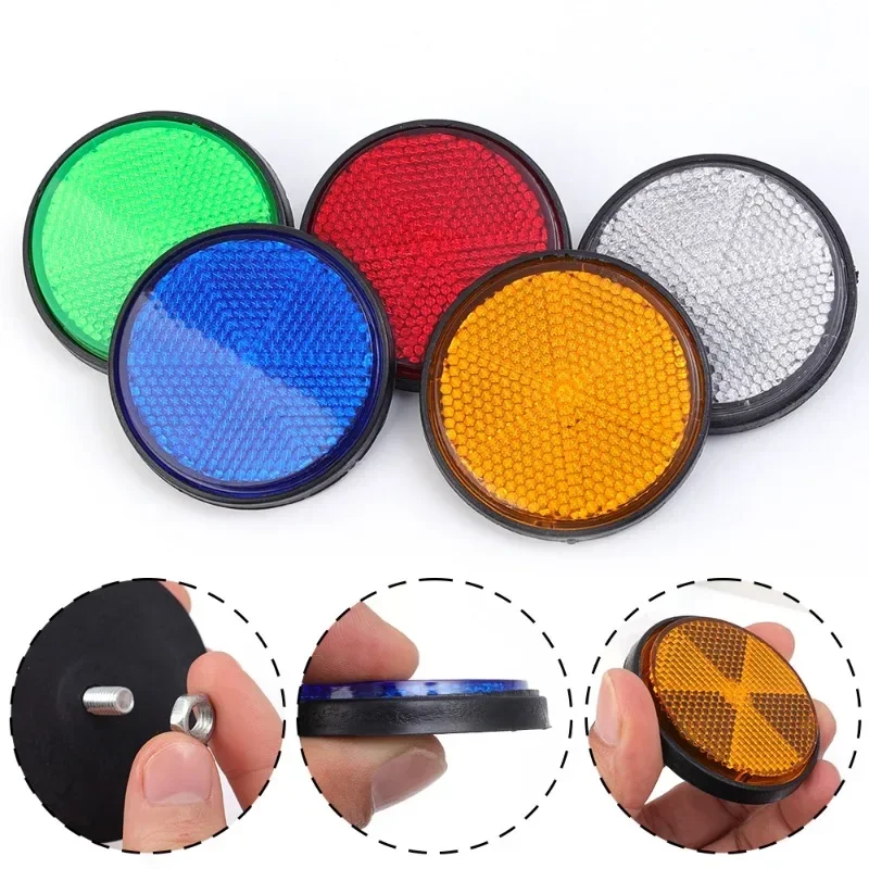 Motorcycle Reflector Electric Vehicle Bicycle Waterproof Dustproof Night Warning Circular Reflector 6mm Hexagonal Screw Fixation