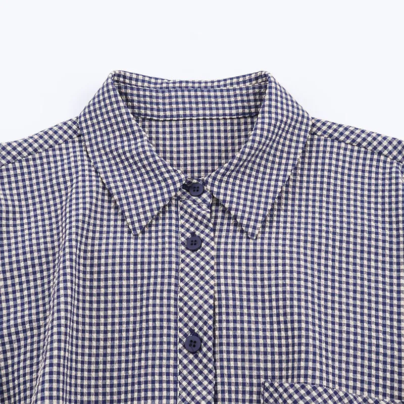 Chic Fashion Check Shirts for Women 2025 New Long Sleeve Shirt Women's Casual Simple Style Short Shirt And Blouse Tops