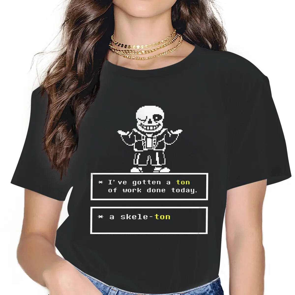 

Novelty Sans Cool T-Shirt Women Round Collar T Shirts Undertale Role Playing Game Short Sleeve Tee Shirt Birthday Gift Clothes