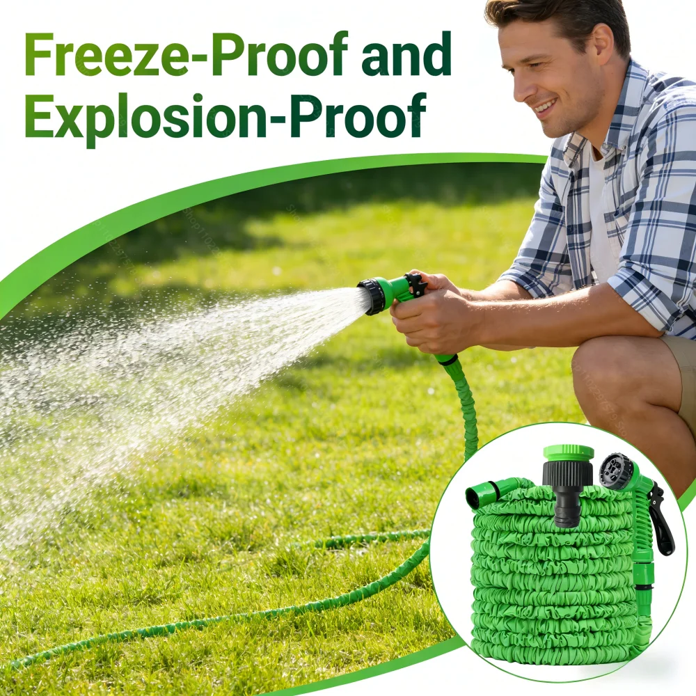 Retractable Magic Hose with High-Pressure Water Gun for Car Washing Garden Watering Multi-Function Cleaning Sprayer for Outdoor 6