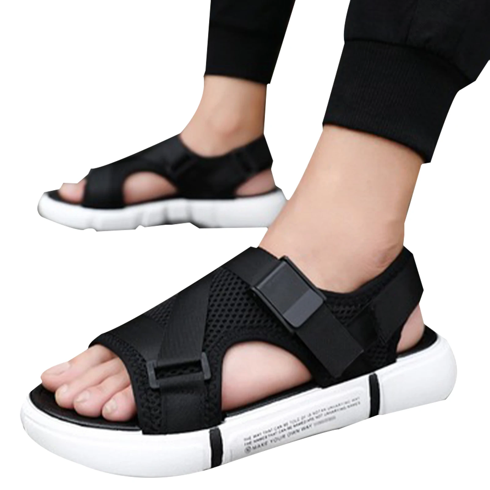 

2021 Men's Outdoor Comfortable And Breathable Sandals Mesh Upper Rubber Sole Lightweight Design Shoes