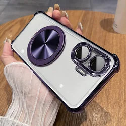 360° Rotating Magnetic Shockproof Phone Case - Clear Plating Silicone Cover for POCO M7 4G (PURPLE)