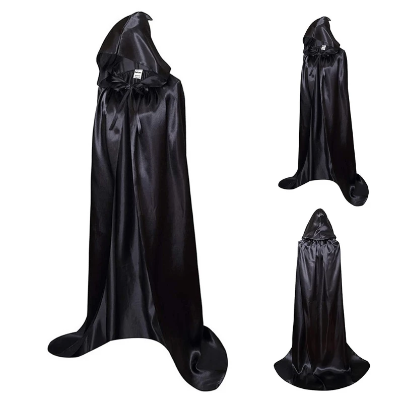 Hooded Cloak Unisex Adult Cloak with Hood Halloween Christmas Vampire Witch Cape Cosplay Costume