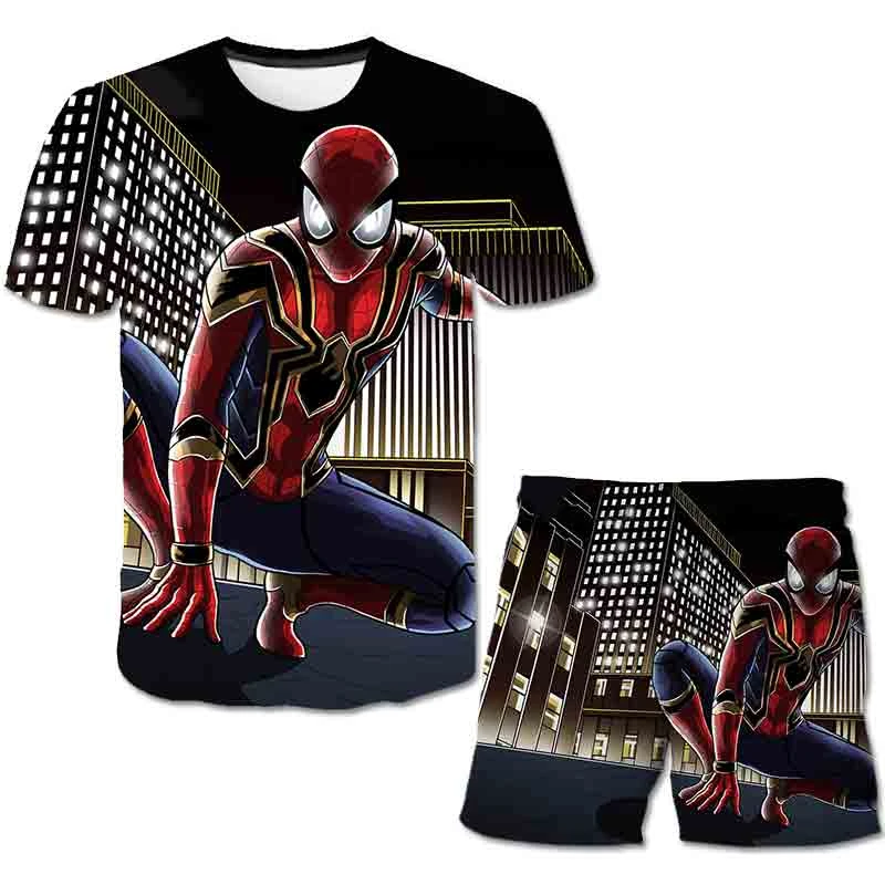 baby outfit sets girl Boys Mαrvel- Spidermαn T-shirts Sets Kids Cartoon Printed Boys Tees Children Tops Short-sleeve Suit Clothes Summer harajuku Suit baby clothes set for girl