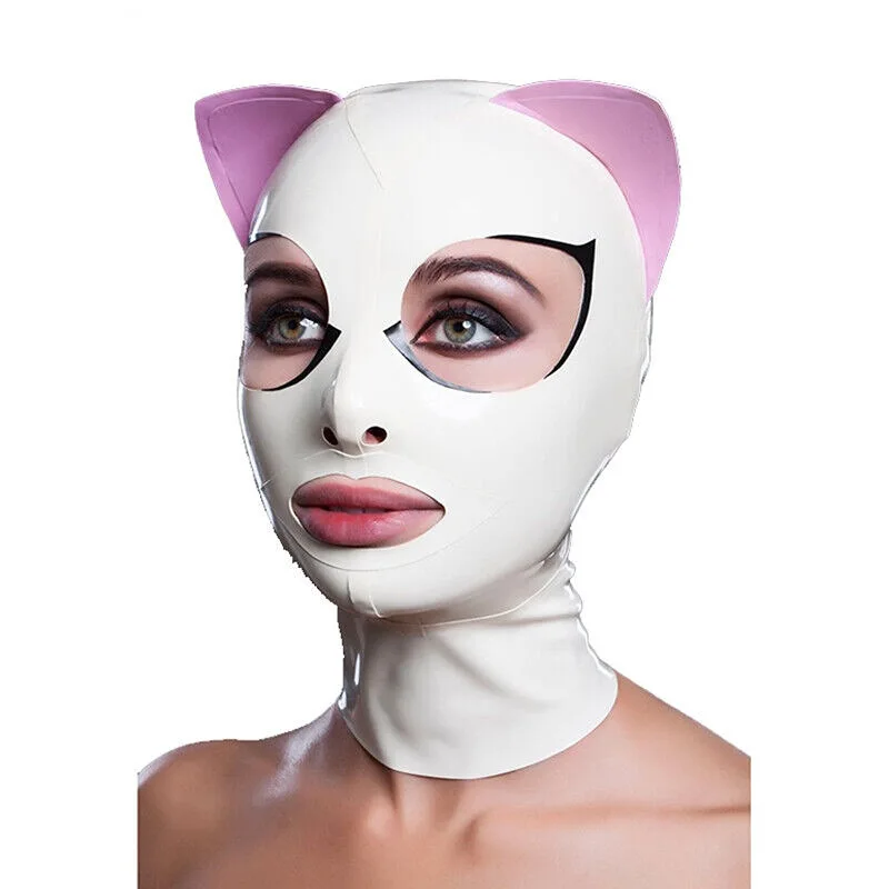 Zwarte Open Latex Kap - Unisex Handgemaakt Masker Met Rits, Voor Cosplay En Latex Kostuums