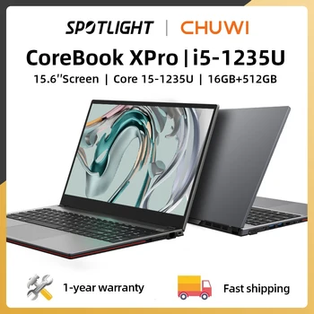 CHUWI 코어북 XPro 노트북 코어 i5-1235U, 10 코어 게이밍 노트북, 15.6 인치 FHD 스크린, 16GB RAM, 512GB SSD, 메탈 바디 노트북, 선풍기 포함