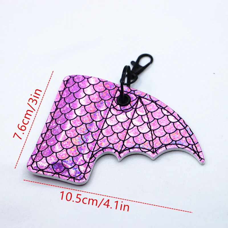 Gothic style purple laser batwing lighter case lighter storage bag with keychain