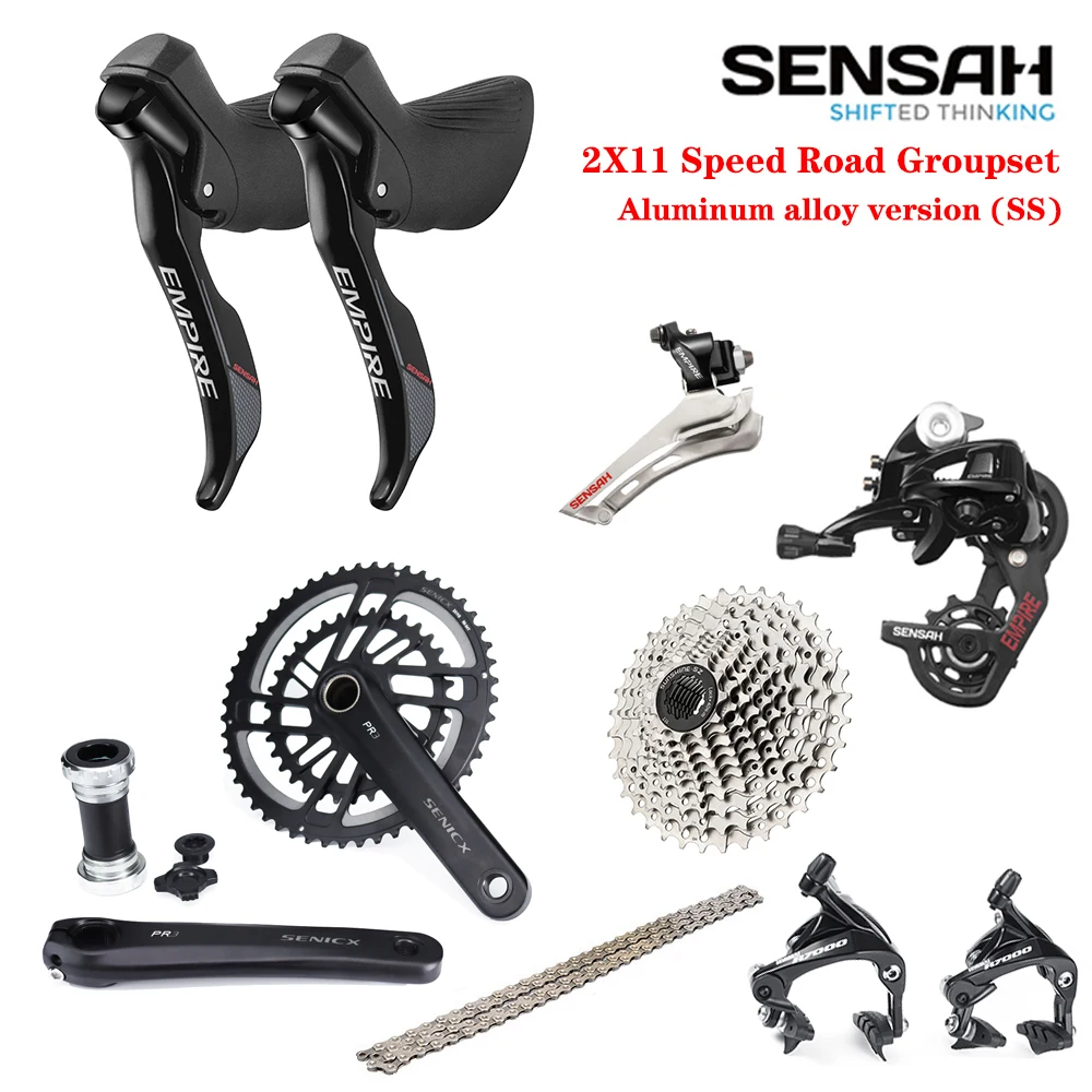 SENSAH EMPIRE 2X11S aluminium SS+Cassette/28T/25T+YBN 11S chain+SENICX PR3 crankset/165/170/175MM+C/Disc brake+BB 24MM