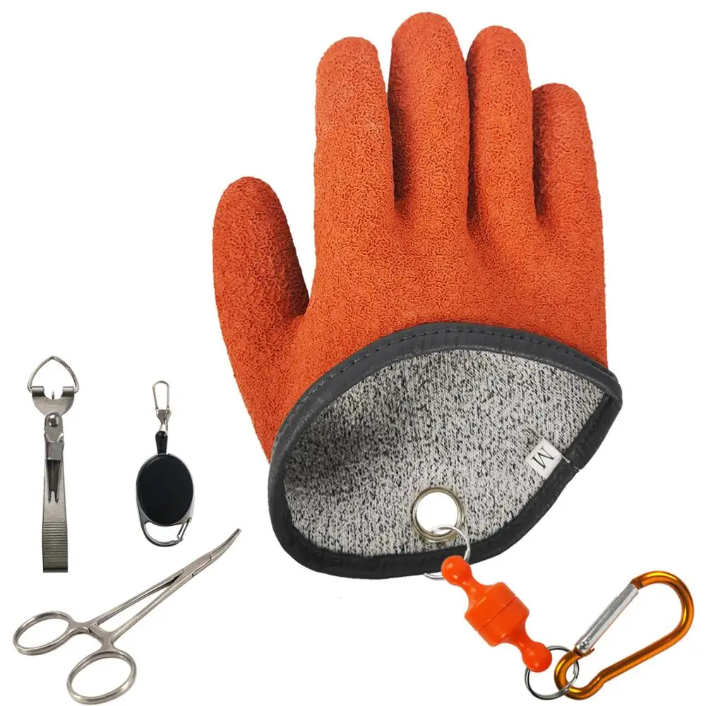 Fishing Gloves Waterproof Puncture Proof with 4 Tools Protect Palms fishing gloves