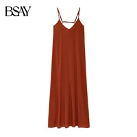 BSAY Dress for Women Fashion Summer New 2025 Solid Fold Backless Sling Sleeveless Midi Dresses Chic Female French Evening - Image 5