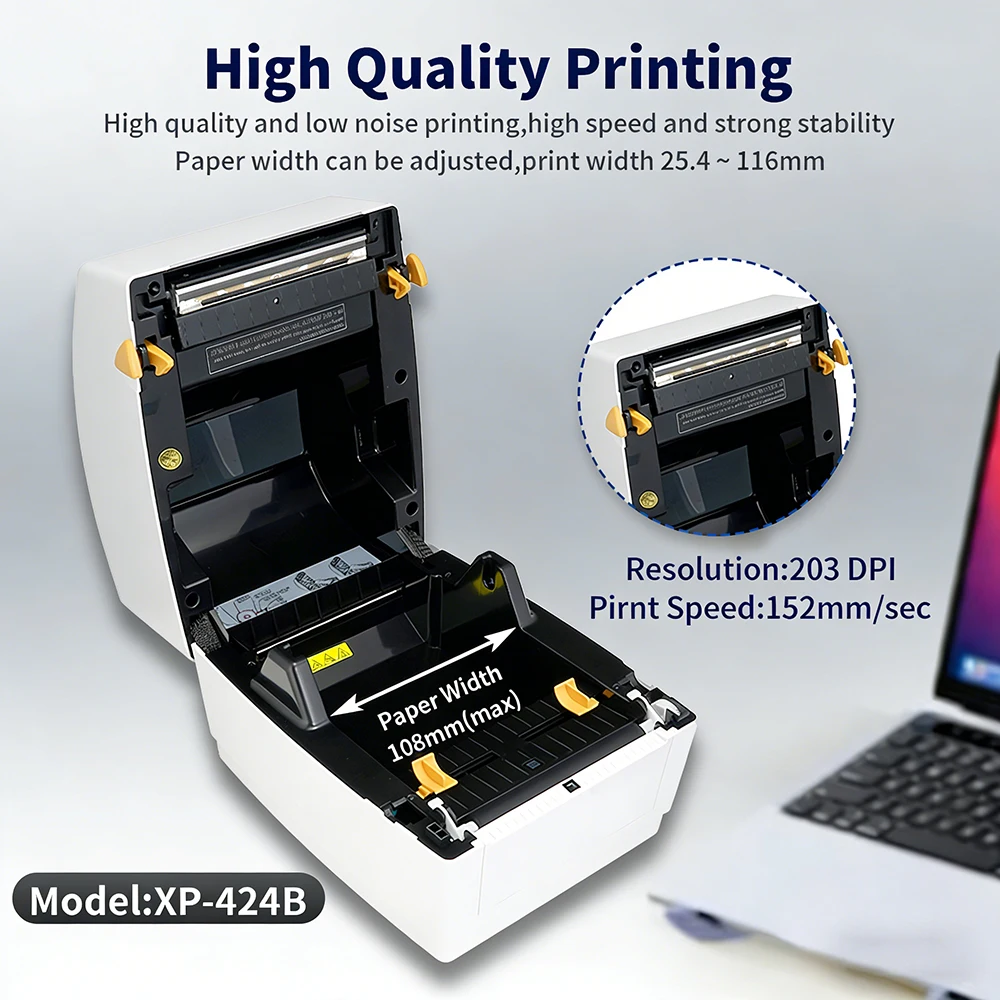 4x6 배송 라벨 프린터 D424B (USPS/FedEx/UPS 바코드 라벨용) 4인치 익스프레스 라벨 감열 프린터