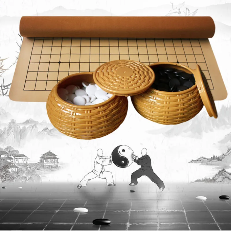 Portatile Weiqi Go Gioco Pieghevole In Pelle Scacchiera Resina Scacchi Gomoku Bordo Da Tavolo Battaglia Famiglia Intrattenimento Giochi Giocattoli - immagine 5