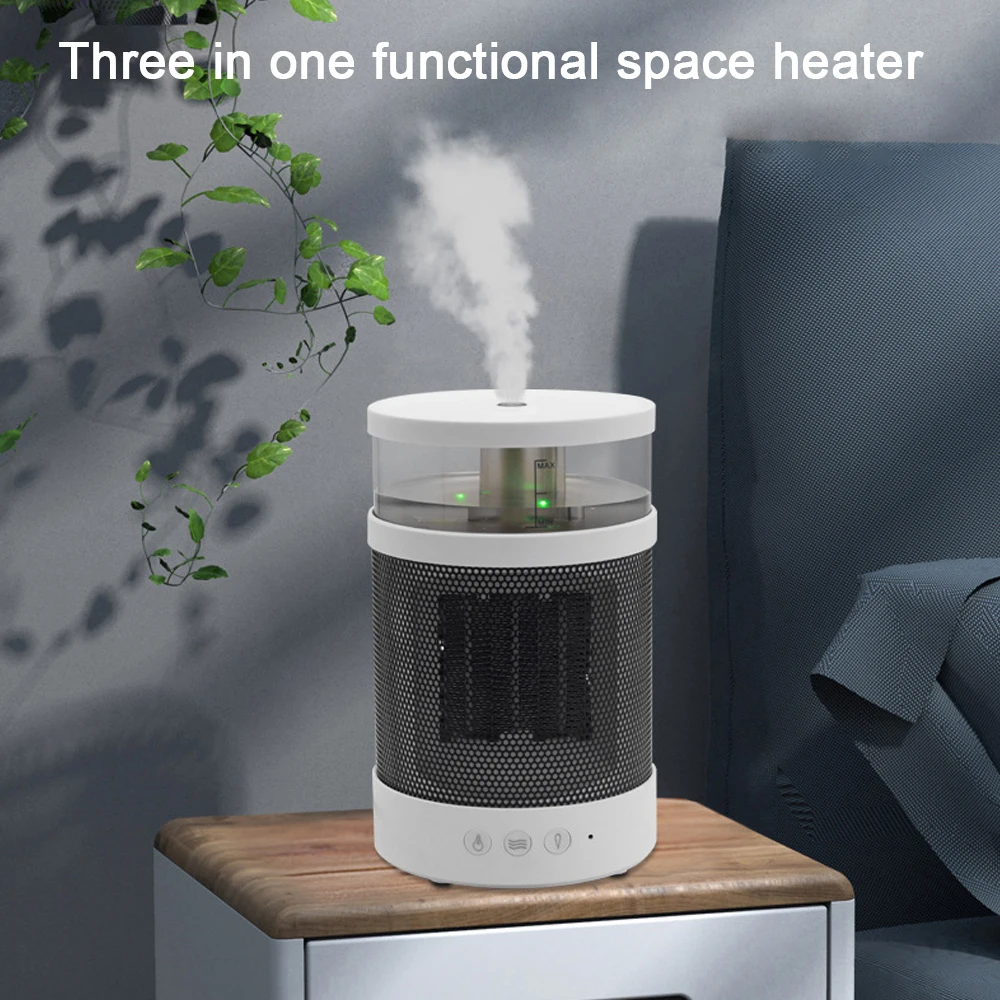 Intelligent 3-in-1 Space Heater Humidifier Night Light Air Heater  Humidifier Ceramic Heating Negative ion Warm Fog Space Heater