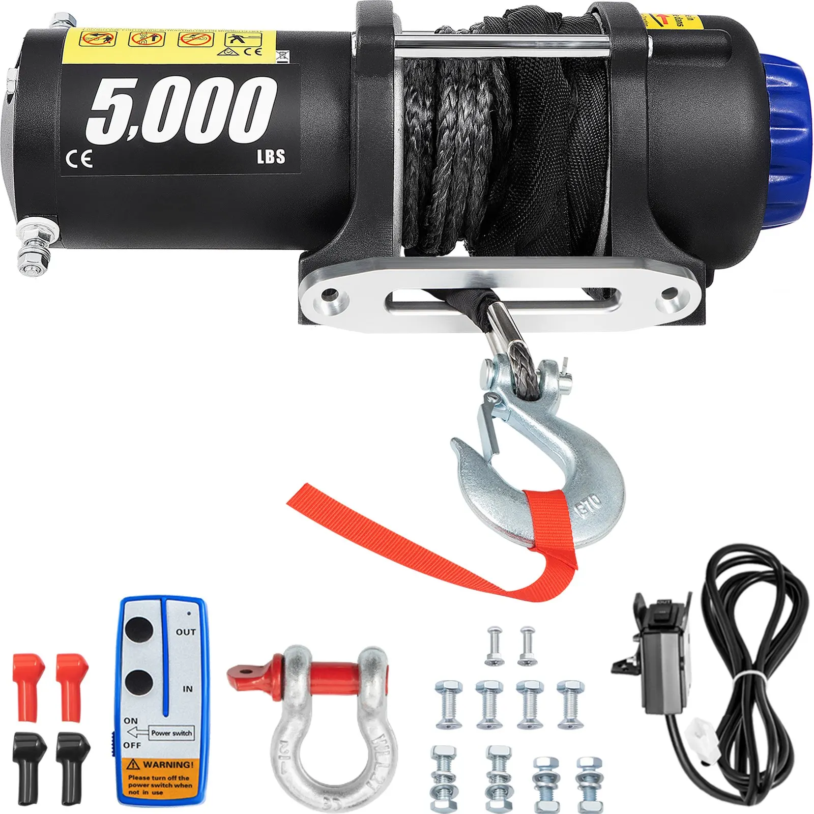 Upgraded Electric Truck Winch 6000LBS Electric Winch 13m Synthetic Rope Waterproof ATV UTV Winches w/ Wireless Remote For Towing