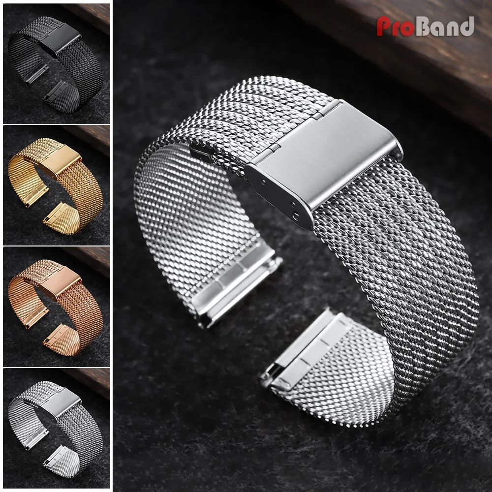 Stainless Steel Milanese Mesh Watch Strap - Universal 0.6mm Band for Men & Women (18mm, 20mm, 22mm)