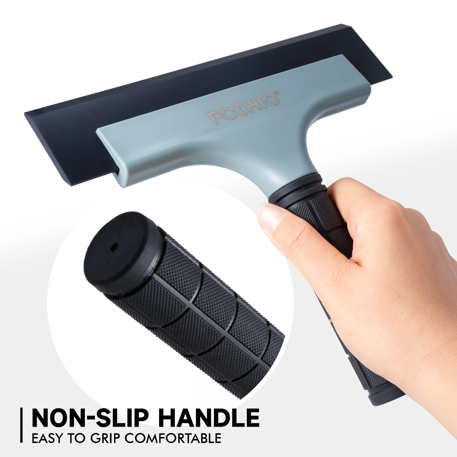 FOSHIO 5/8Inch Soft Blade Rubber Handle Window Squeegee Car Wash Household Glass Water Removal Wiper Ice Scraper For Door Mirror