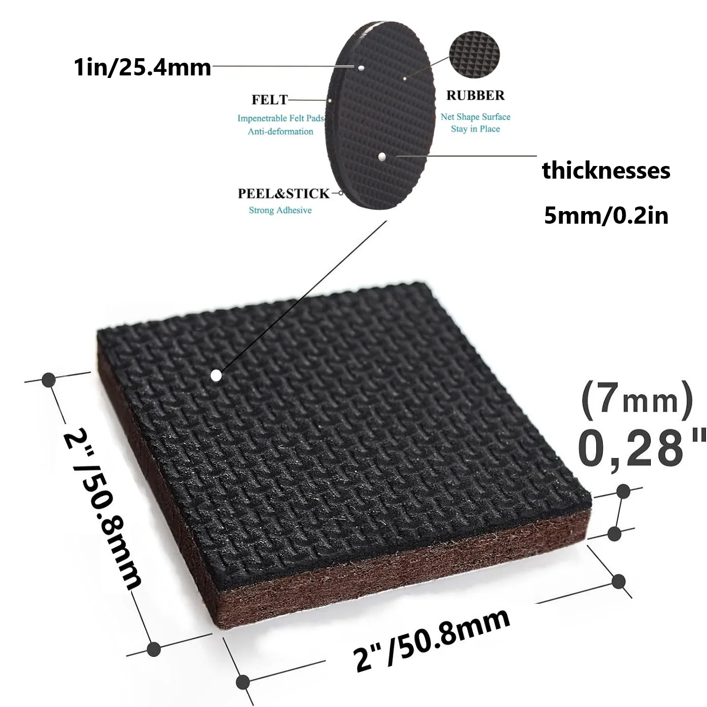 44pcs Furniture Grippers Non Slip Pads for Furniture Legs Self Adhesive Rubber Feet Hardwood Floor Protectors
