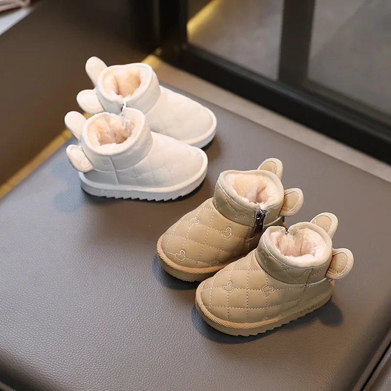 Baby Boots Shoes Winter Snow Boots Baby Girls Boys Cartoon Thick Plush Cotton Outdoor Windproof Waterproof