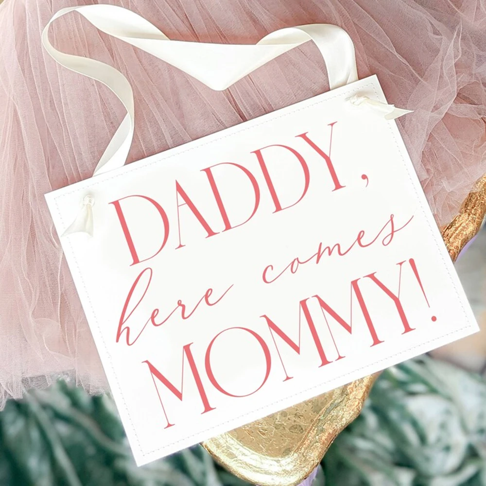 Wedding Banner for Child, Ring Bearer, Flower Girl, Daughter or Son, Bride and Groom, 3034, Here Comes Mommy