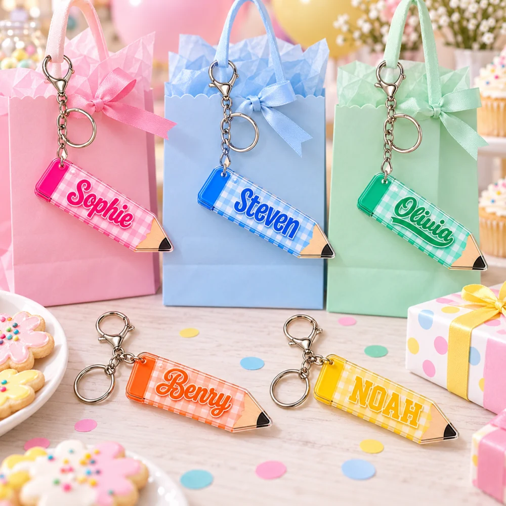 Custom Name Acrylic Keychain - Personalized Key Ring & Cute Backpack Charm Gift