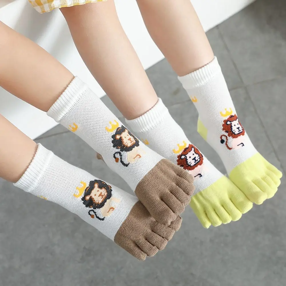 

Cute Elastic Cartoon Autumn Animal Spring Lion Korean Style Toe Socks Children Short Socks Five Finger Socks Cotton Socks