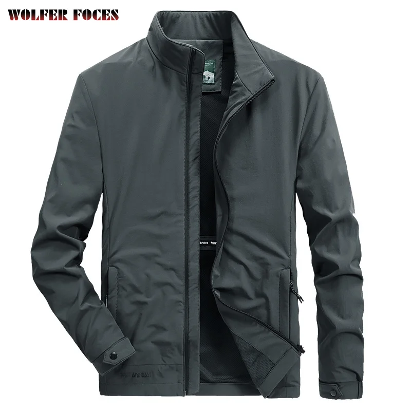 2021  NEW  Casual Jacket Men's Spring And Autumn Thin Versatile Loose Large Quick Dry Breathable Elastic Sports Collar Coat