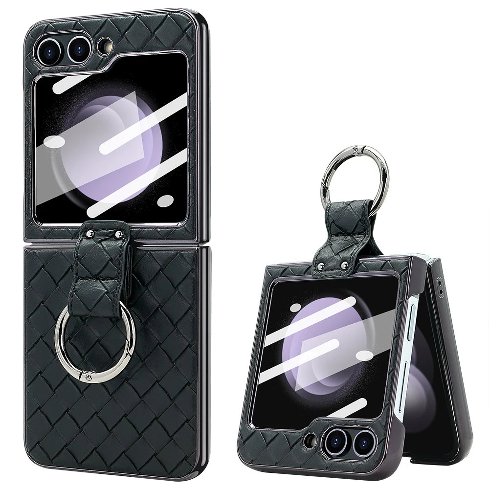VIETAO Gold Electroplated Phone Case Cover with Finger Ring and Back Screen Film