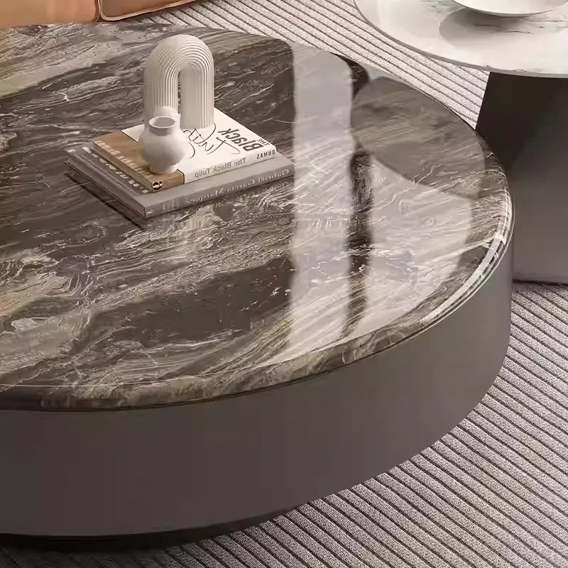 New Villa Interior Furnishing Living Room Table Set Modern Brown Marble Low Coffee Table