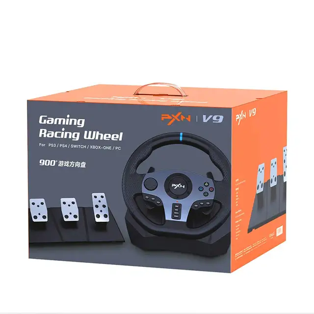 Roda de corrida para PC, PXN V3II 180 graus universal USB carro Sim volante  de corrida com pedais para PS3, PS4, Xbox One, Xbox Series X/S, Nintendo  Switch (laranja)