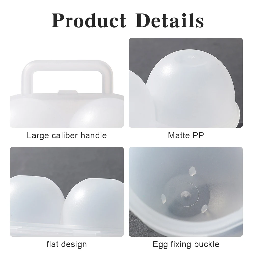 1/2Pcs 2 Grid Egg Box Portable Egg Holder Multifunctional Egg Storage Box with Handle Boiled Egg Holder Case for Camping Picnic