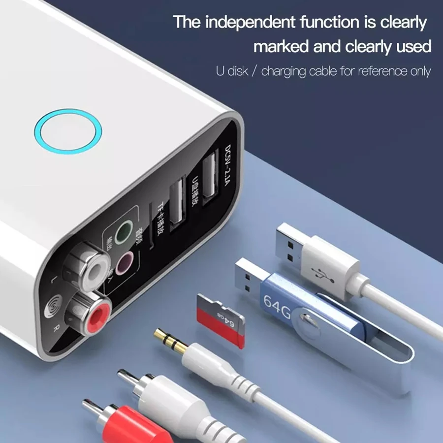 Bluetooth adapter Bluetooth audio receiver Bluetooth transceiver adapter Bluetooth aux adaptor 5.0 Audio Transmitter Receiver Fast Charger 3.5MM AUX RCA TF Card U Disk Stereo Music Wireless for TV Headphone