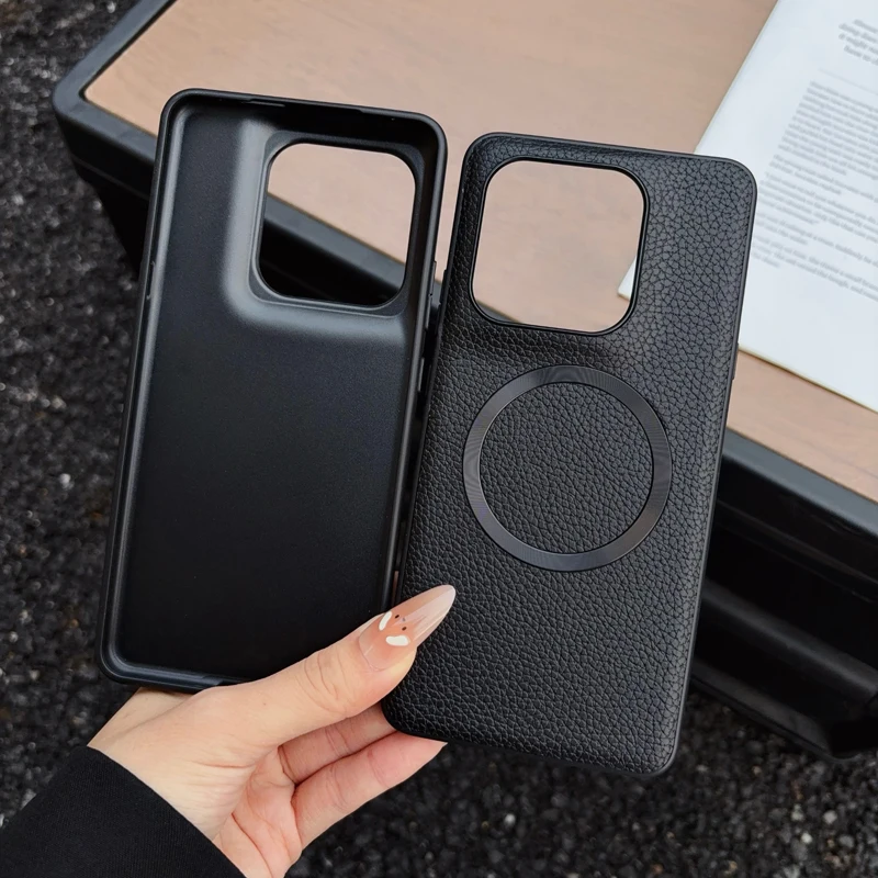 ELVEV Magnetic Lichee Pattern PU Leather + PC Anti-Fall Case Cover