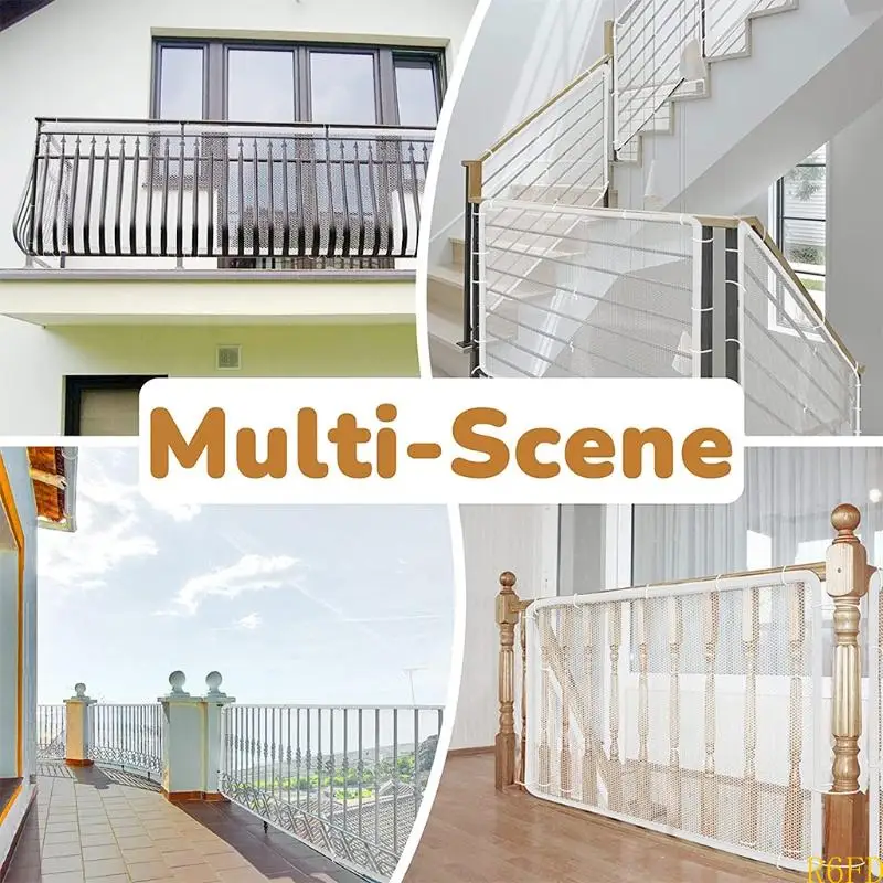 R6FD Banister Guard White Mesh Baby Safety Stairs Thicken Net Child Proofing Balcony Staiway Railing Protective Net 10ft x