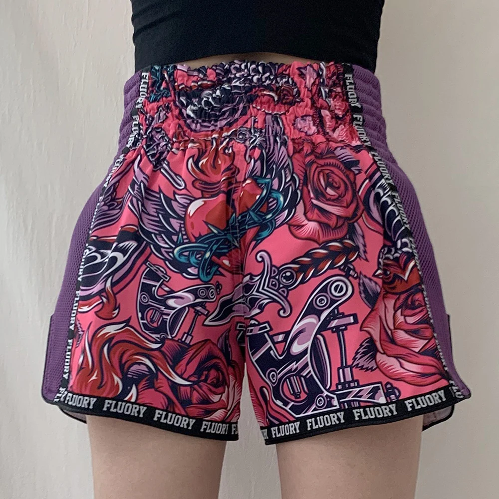 FLUORY MTSF90 MMA Fighting Muay Thai Shorts Boxeo Boxer Training Sports Kick Boxing Fitness Athletic Pants For Kid mma shorts