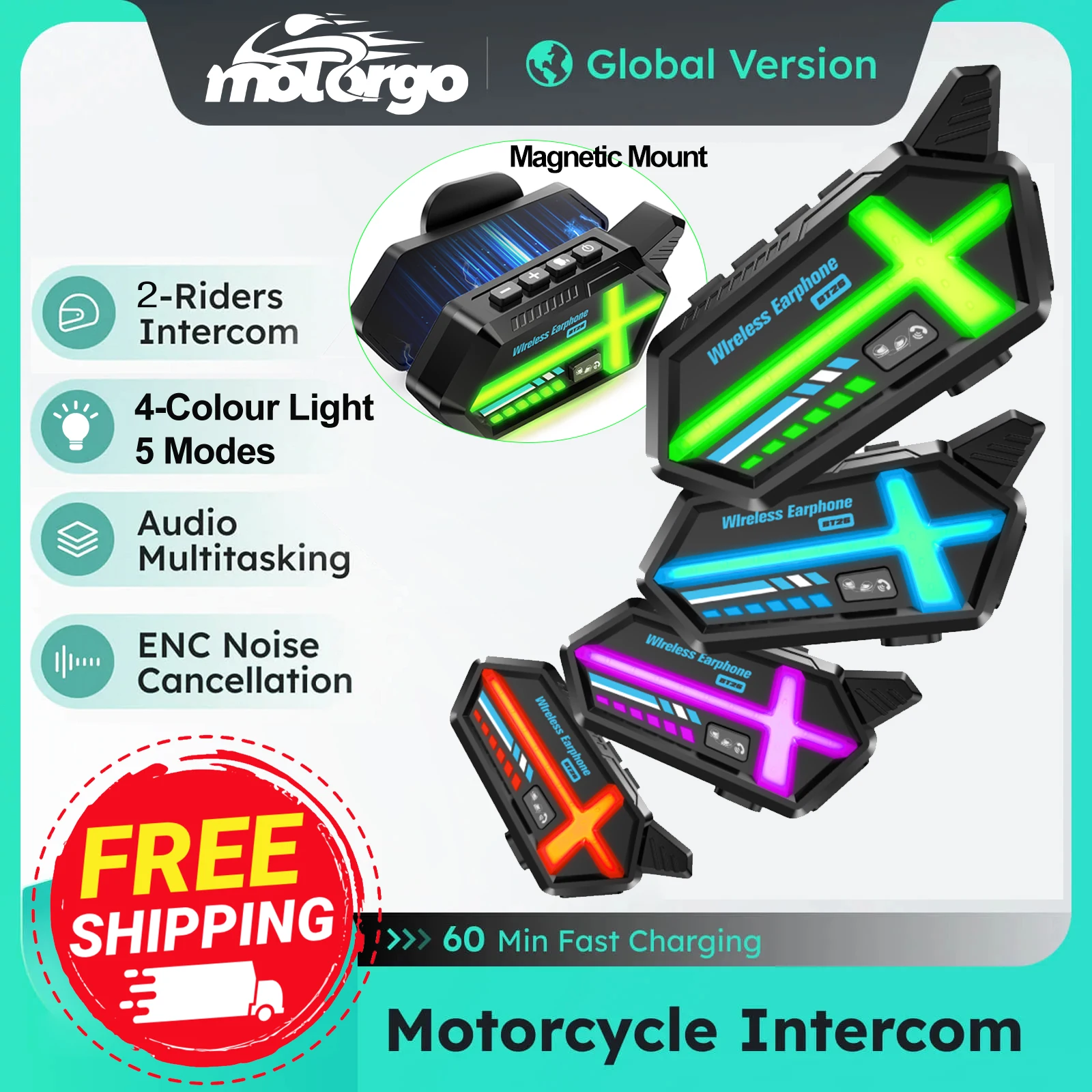 BT26 Intercom Headset Bluetooth 5.4 Waterproof Motorcycle