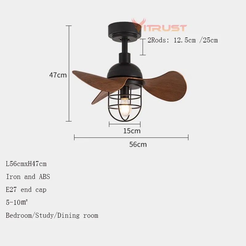 Mini Ceiling Fan Lamp Light LED Small Explosion Proof Industrial Fan 22in 42inch Bedroom Dining Room Remote 110V 220V