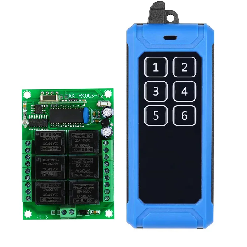 

Universal 433mhz DC 12V 6 channel RF Wireless radio Remote Control switch system Receiver Transmitter lighting power on